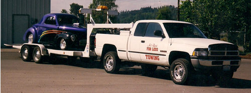 hydraulic tilt car trailer
loaded with willys coupe